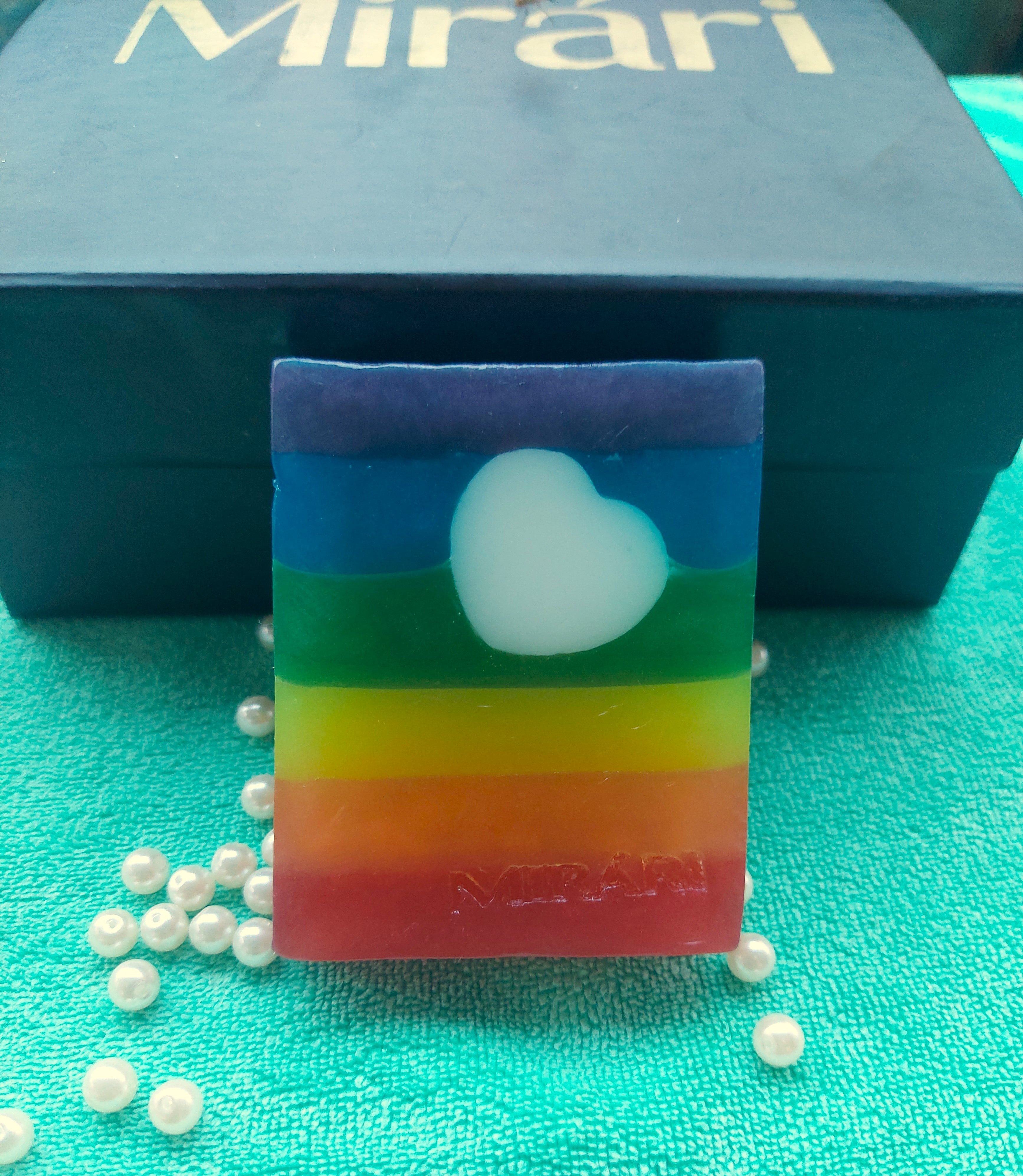 Rainbow Sunset Heart Soap