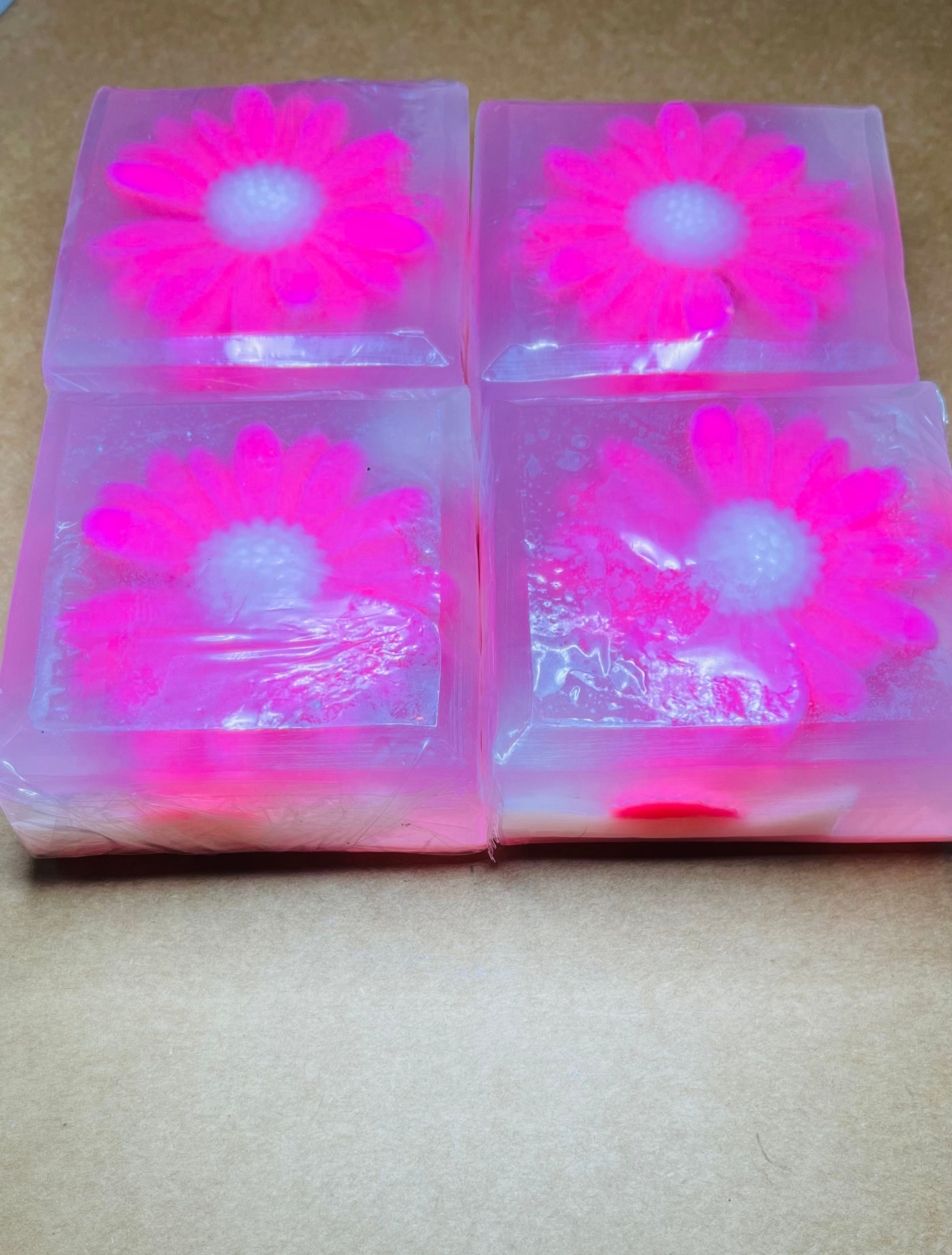 Pink Gerbera Daisy Glycerin Soap